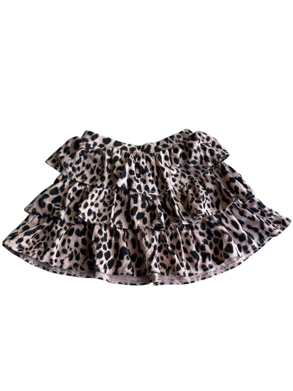 GapKids M girls 8 ruffle skirt elastic waist thick cotton blend tiered leopard